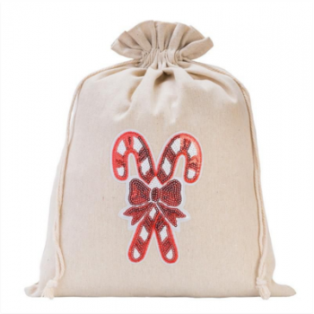 Bag like linen with printing 30 x 40 cm - natural / Christmas Lollipop
