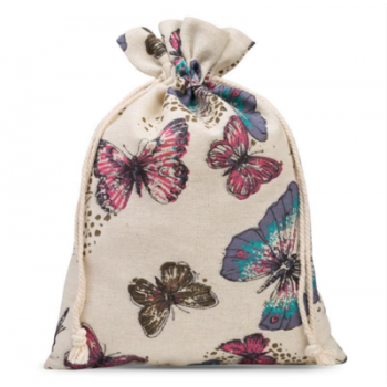 Bag like linen with printing 30 x 40 cm - natural / butterfly