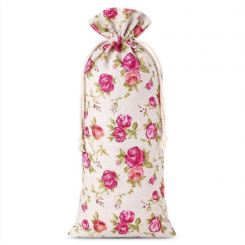 Maisņš kā lins ar apdruku 16 x 37 cm - dabīgs / rozes
