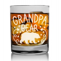 Smieklīga Dāvana Vīrietim Dzimšanas Dienā ar Gravējumu - "Grandpa Bear " ,Personalizēta viskija glāze 270ml