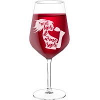 Wine Glass Engraved With Engraved Text  "Red Lips And Wine Sips", Size 530ml