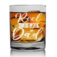 Man Gift Idea Whiskey Glass Personalised Whisky Glass 270ml With Engraved Text : "Reel Great Dad"