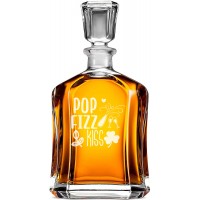 Unikāla Viskijakarafe ar Uzrakstu - "Pop Fizz Kiss" ,Dāvana Vīrietim Tēva Diena, Izmērs 700Ml