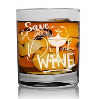 Dāvana Vīrietim Tēva Dienā  ar Gravējumu - "Save Water Drink Wine" ,Personalizēta viskija glāze 270ml