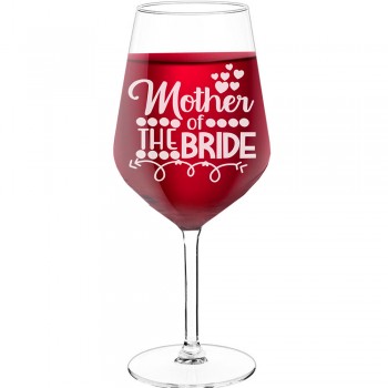 Engraved Wine Glass With Engraved Text - "Mother Of The Bride", Funny Wine Gift, Size 530ml