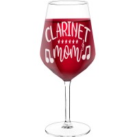 Engraved Wine Glass With Engraved Text - "Clarinet Mom", Gift for Wine Lover, Size 530ml