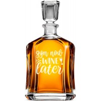 Moderna Burbona Karafe ar Uzrakstu - "Gym Now Wine" ,Dāvana Vīrietim Vai Sievietei, Izmērs 700Ml