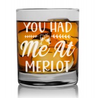 Dzimšanas Dienas Dāvana Viņai ar Gravējumu - "You Had Me At Merlot" ,Personalizēta viskija glāze 270ml