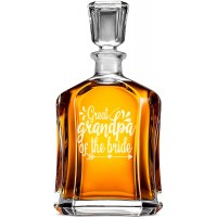 Viskija Dekanteris ar Uzrakstu - "Great Grandpa Of The Bride" ,Dāvana Vīrietim Dzimšanas Dienā Unikāla 50, Izmērs 700Ml