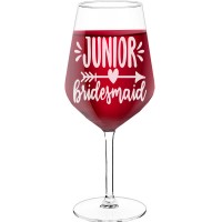 Personalised Wine Glass For Women With Engraved Text - "Junior Bridesmaid", Funny Wine Gift, Size 530ml