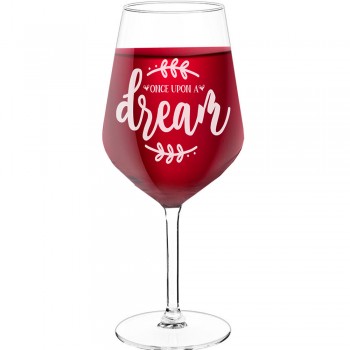 Vīna Glāzes Dāvanai ar Uzrakstu - "Once Upon A Dream 1", Dāvana Vīrietim, Glāzes izmērs 530ml