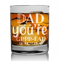 Unikāla Dzimšanas Dienas Dāvana ar Gravējumu - "Dad You Re Grrr-Eat" ,Stikla glāze viskijam 270ml