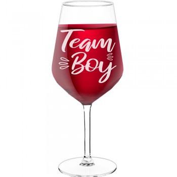 Liela Vīna Glāze ar Uzrakstu - "Team Boy 3", Ideja Dāvanai, 530ml izmērs
