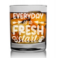 Gift For Men Birthday Unique Personalised Glass For Men 270ml With Engraved Text : "Everyday Is A Fresh Start"