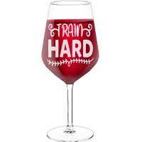 Wine Glass Engraved With Engraved Text - "Train Hard", Gift for Wine Lover, Size 530ml