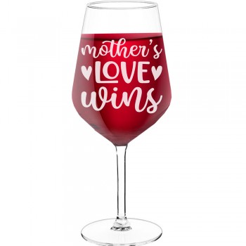 Vīna Glāze ar Uzrakstu - "Mothers Love Wins", Dāvana Sievietei, Tilpums 530ml