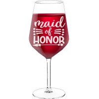 Birthday Wine Glass With Engraved Text - "Maid Of Honor", Fiend Gift, Size 530ml