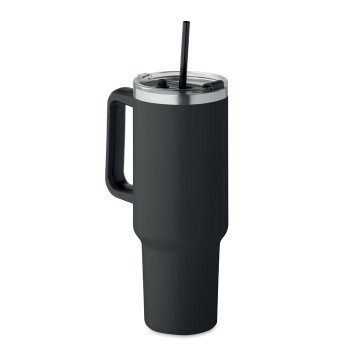 1200 ml double wall tumbler with straw in recycled stainless steel