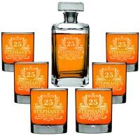 Birthday Gift for Him Personalised Whiskey Decanter 700ml with 2 Whiskey Glasses