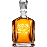 Hermētiska Viskija Karafe ar Uzrakstu - "Happy Father'S Day " ,Dāvana Vīrietim 40 Gadu Vecumā, Izmērs 700Ml