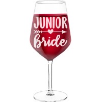 Large Wine Glass With Engraved Text - "Junior Bride", Fiend Gift, Size 530ml