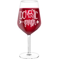 Best Friend Wine Glass With Engraved Text - "Domestic Gangsta", Fiend Gift, Size 530ml
