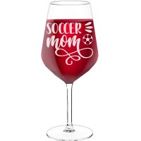 18Th Birthday Wine Glass With Engraved Text - "Soccer Mom (2)", Fiend Gift, Size 530ml