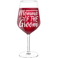 Engraved Wine Glass With Engraved Text - "Momma Of The Groom", Gift for Woman, Size 530ml