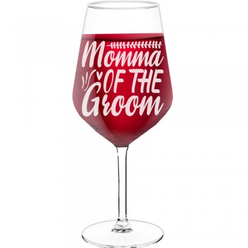 Dzirkstošā Vīna Glāze ar Uzrakstu - "Momma Of The Groom", Ideja Dāvanai, 530ml izmērs
