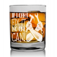 Gift For Men And Women Fathers Day Gifts Whiskey Glass 270ml With Engraved Text : "If I Can'St Fix It No One Can"