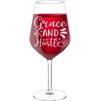 Engraved Wine Glass With Engraved Text  "Grace And Hustle", Wine Glass Size 530ml