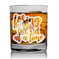 Gift For Men Birthday Funny Wiskey Glass 270ml With Engraved Text : "Losing My Mind One Kid At A Time"