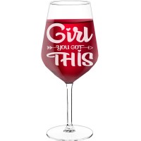 Red Wine Glass With Engraved Text - "Girl You Got This", Wine Glass as a Gift, Size 530ml