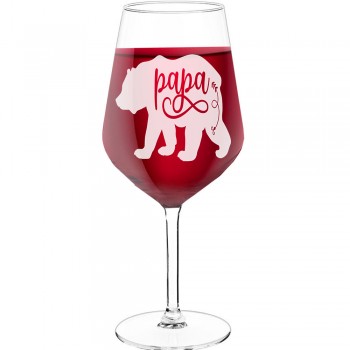 Stikla Vīna Glāze ar Uzrakstu - "Papa ", Vīna Glāze kā Dāvana,  530ml