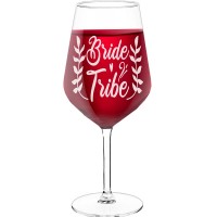 Personalised Wine Glass With Engraved Text - "Bride Tribe", Wine Gift Idea, Size 530ml