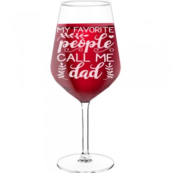 Wine Glass Gift With Engraved Text - "My Favorite People Call Me Dad ", Funny Wine Gift, Size 530ml