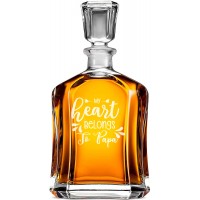 Viskija Dekanteris ar Uzrakstu - "My Heart Belongs To Papa" ,Dāvana Vīrietim Dzimšanas Dienā Unikāls 40, Izmērs 700Ml