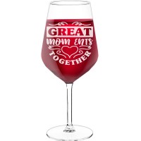 Wine Glass Gift With Engraved Text - "Great Mom Ents Together", Gift for Wine Lover, Size 530ml