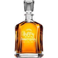 Airtight Whiskey Decanter With Engraved Text -"Happy Anniversary", Gift For Men Personalized, Size 700ml
