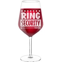 Wine Glass Personalised With Engraved Text - "Ring Security", Gift for Woman, Size 530ml
