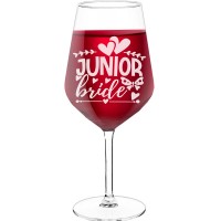 Wine Glass Personalised With Engraved Text - "Junior Bride", Gift for Wine Lover, Size 530ml
