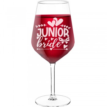 Wine Glass Personalised With Engraved Text - "Junior Bride", Gift for Wine Lover, Size 530ml