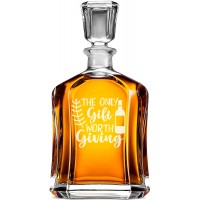 Hermētiska Viskija Karafe ar Uzrakstu - "The Only Gift Worth Giving" ,60. Dzimšanas Dienas Dāvana, Izmērs 700Ml