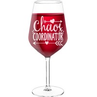 Best Friend Wine Glass With Engraved Text - "Chaos Coordinator", Funny Wine Gift, Size 530ml