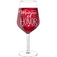 Best Friend Wine Glass With Engraved Text - "Matron Of Honor", Gift for Wine Lover, Size 530ml