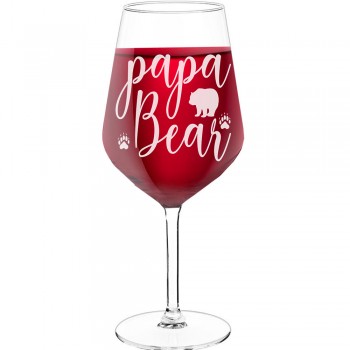 Wine Glass Gift With Engraved Text - "papa bear ", Fiend Gift, Size 530ml