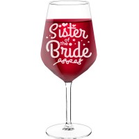 White Wine Glass With Engraved Text - "Sister Of The Bride", Funny Wine Gift, Size 530ml