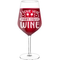 18Th Birthday Wine Glass With Engraved Text - "I Love You More Than Wine", Wine Lover Gifts, Size 530ml