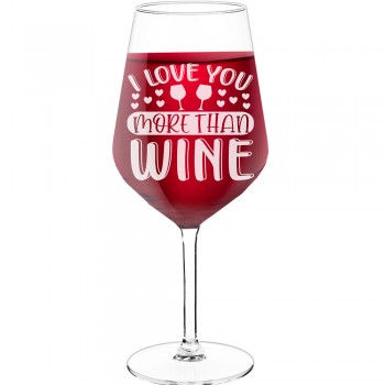 18Th Birthday Wine Glass With Engraved Text - "I Love You More Than Wine", Wine Lover Gifts, Size 530ml