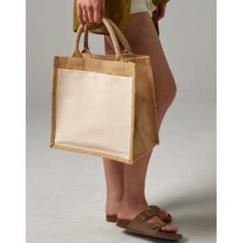Cotton Pocket Jute Midi Tote
